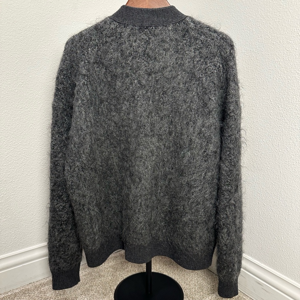 ACNE STUDIOS | Luxury Mohair/Wool Blend V-Neck Cardigan - Dark Grey Melange - Picture 2 of 3